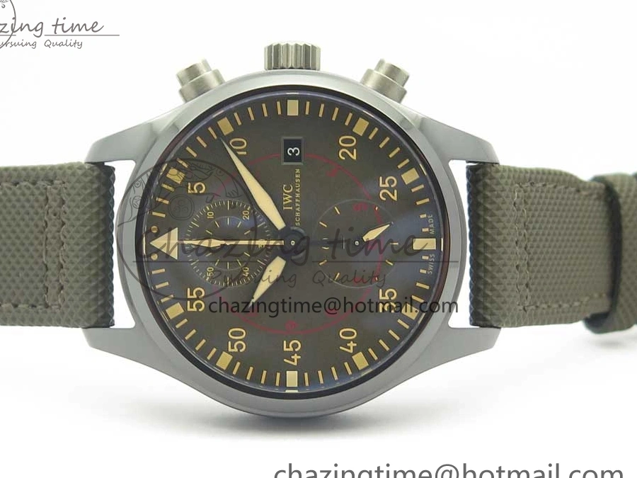 MIROTIME 0821 Classic PILOT IW389001 ZF 1:1 Best Edition Ceramic Case Green Dial on Green Nylon Strap A7750 (Function Same As Genuine) 7160